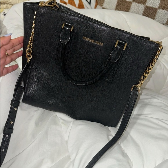 Michael Kors Handbags - Michael Kors Black and Gold Chain Shoulder Bag